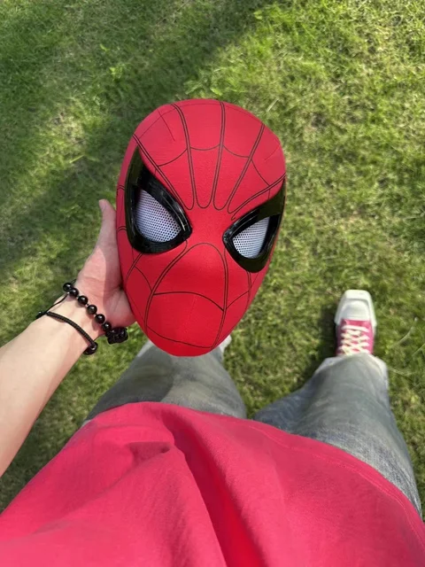 Mascara Spiderman Headgear Mask Cosplay Spider Man 1：1 Eye Electrons Emit  Light Control Elastic Toys Adults Kids Gift - AliExpress