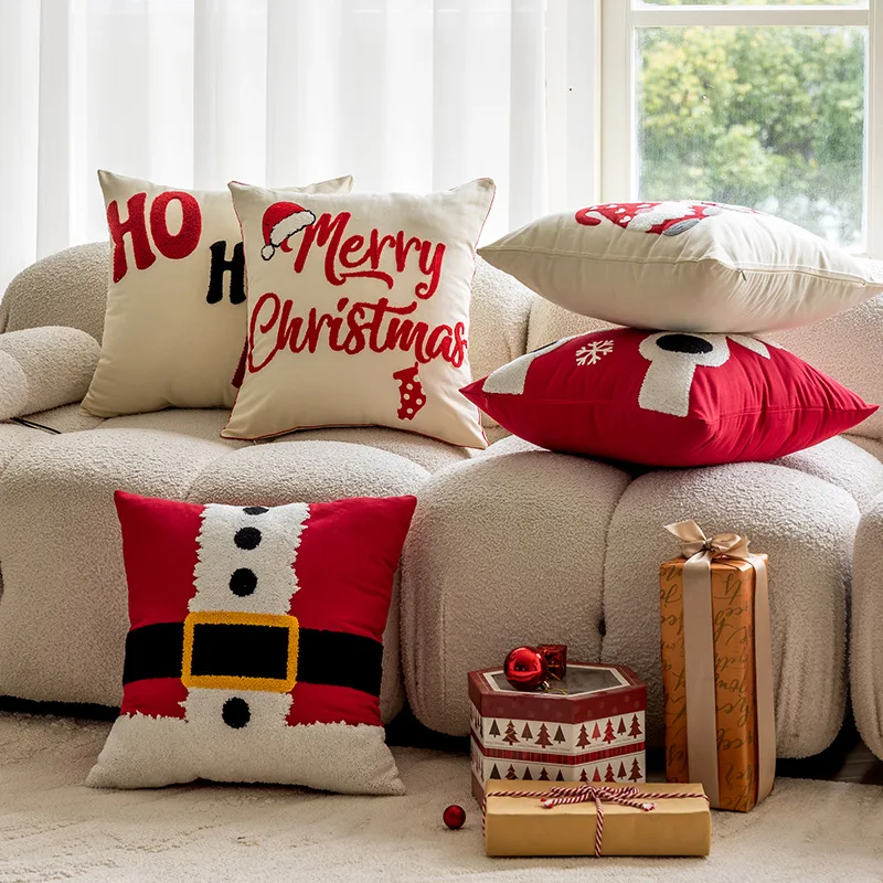 Christmas Embroidery Towel Pillow New Year's Day Home Decoration Living Room Sofa Pillow Office Chair Pillow Chair Cushion 2