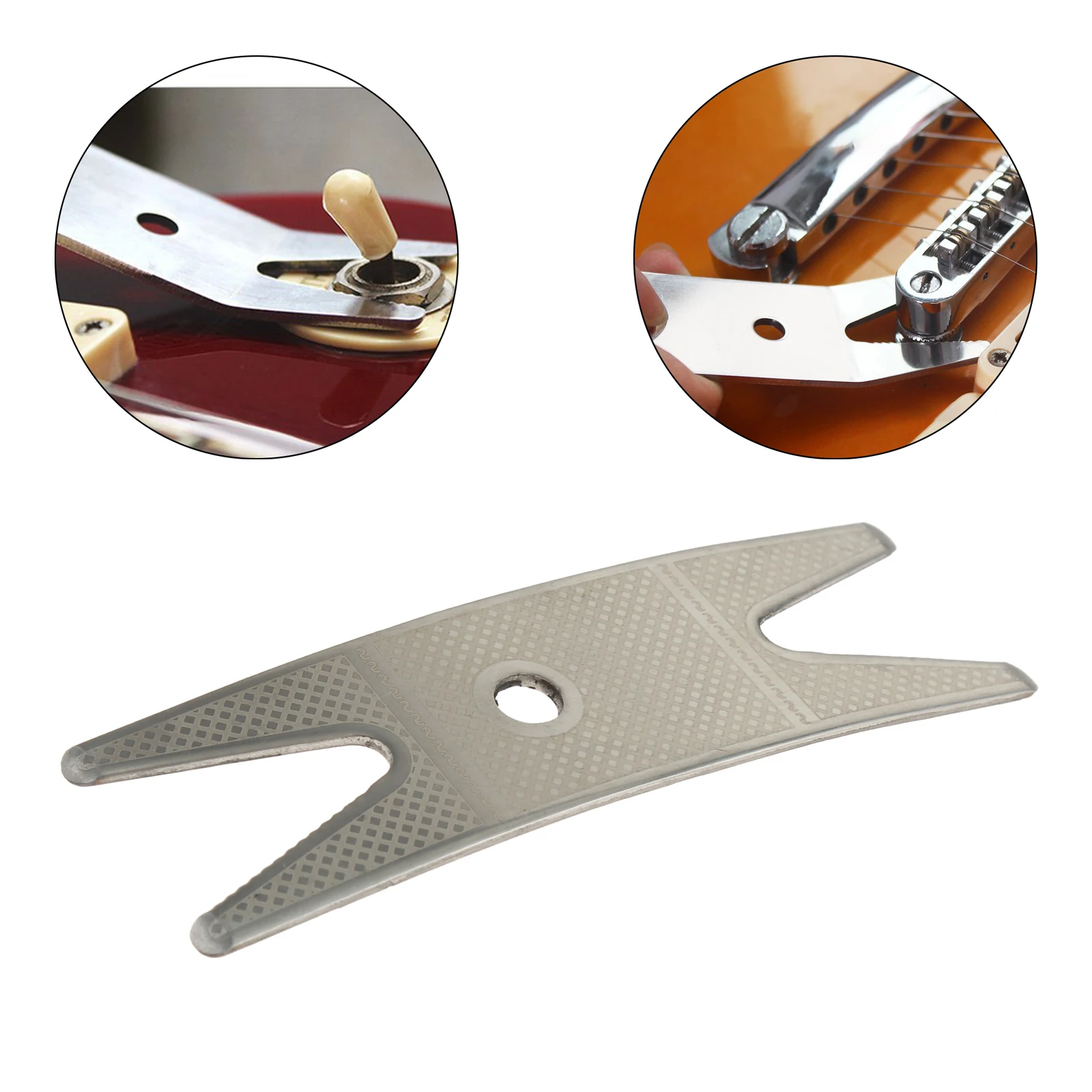 

1 Pc Electric Guitar Bass Wrench Stainless Steel Silver 98x28x1.65mm Tighten Nut Switch Collar Electric Guitar Bass Accessories