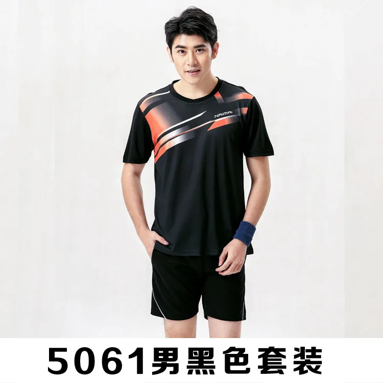 Men Badminton Shirt+Shorts Table Tennis Jersey Clothes Breathable Quick Dry Short Sleeved Sportswear Fitness Tennis T-shirt