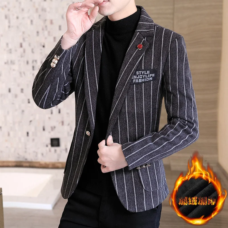 Boutique high-end new men's party Korean version of fashion handsome trend in the long autumn and winter party suit Niko jacket