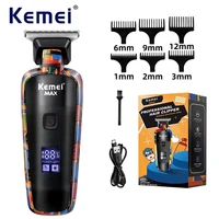 Kemei-5090 Hair Trimmers with Digital Display, Professional Barber Pusher for Men, Random Graffiti Pattern Hair Clipper Electric 1
