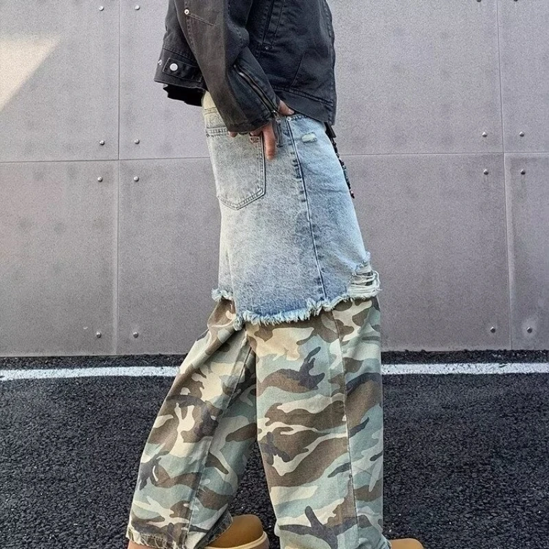 Mens Jeans Jeans Camouflage Uomo Pantaloni Camouflage Cargo Men