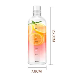 Transparent Leakproof Water Bottle with Time Marker - Large Capacity for School, Gym, and Sports (750ml)