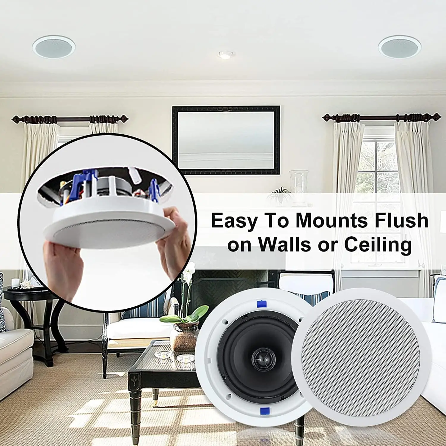 Altoparlanti Da Soffitto Bluetooth Herdio 6.5 Pollici 300W - Diffusori Da Incasso Per Casa, Bagno, Camera - Foto 7