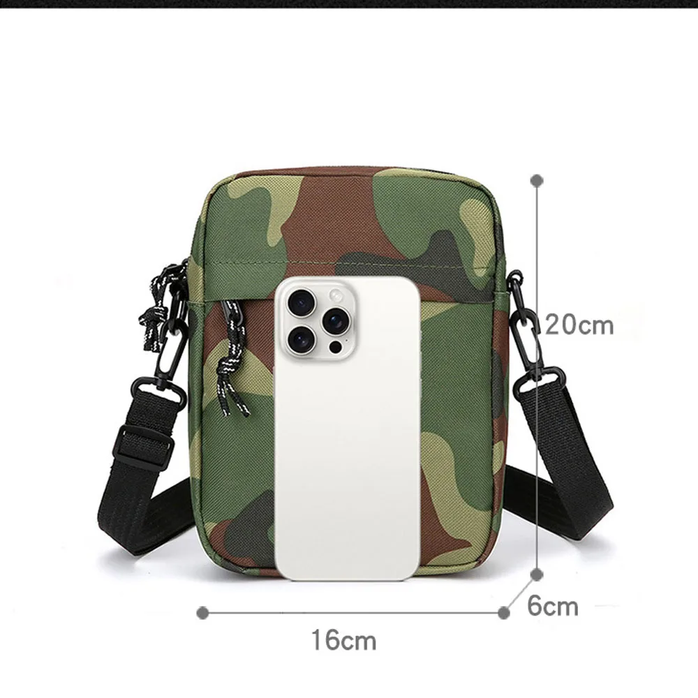 Men Shoulder Bag Small Square Nylon Camouflage Crossbody Bag Minimalist Design Lightweight Casual  Zipper Messenger Pouchv