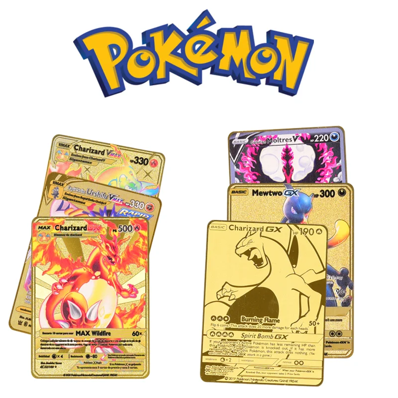 

2 Pack Pokemon Anime Peripheral Collection Card Cartoon Pikachu Fire-breathing DragonSuper Dream GameFightingChildren's Toy Gift