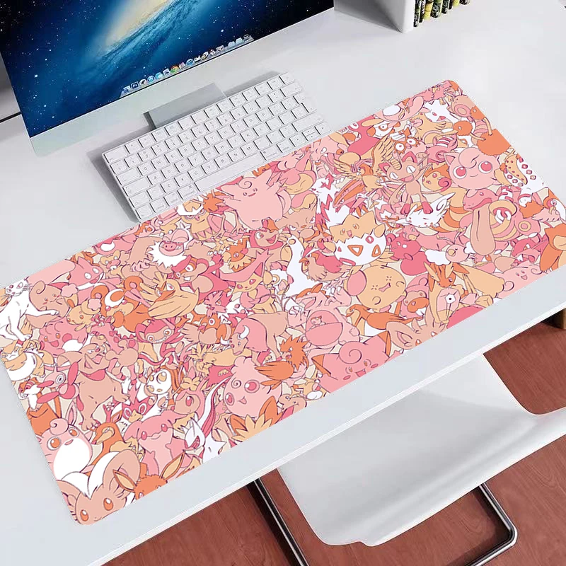 Mouse pad P-pokemon Jigglypuff large keyboard Mousedesk pad non-slip rubber gaming Mousepad laptop mouse carpet Game table mat 6