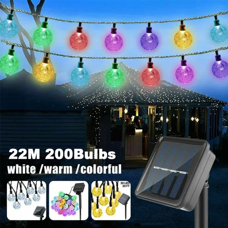 Guirlande Solaire Imperméable En Cristal, 8 Modes, Luminaire Décoratif
