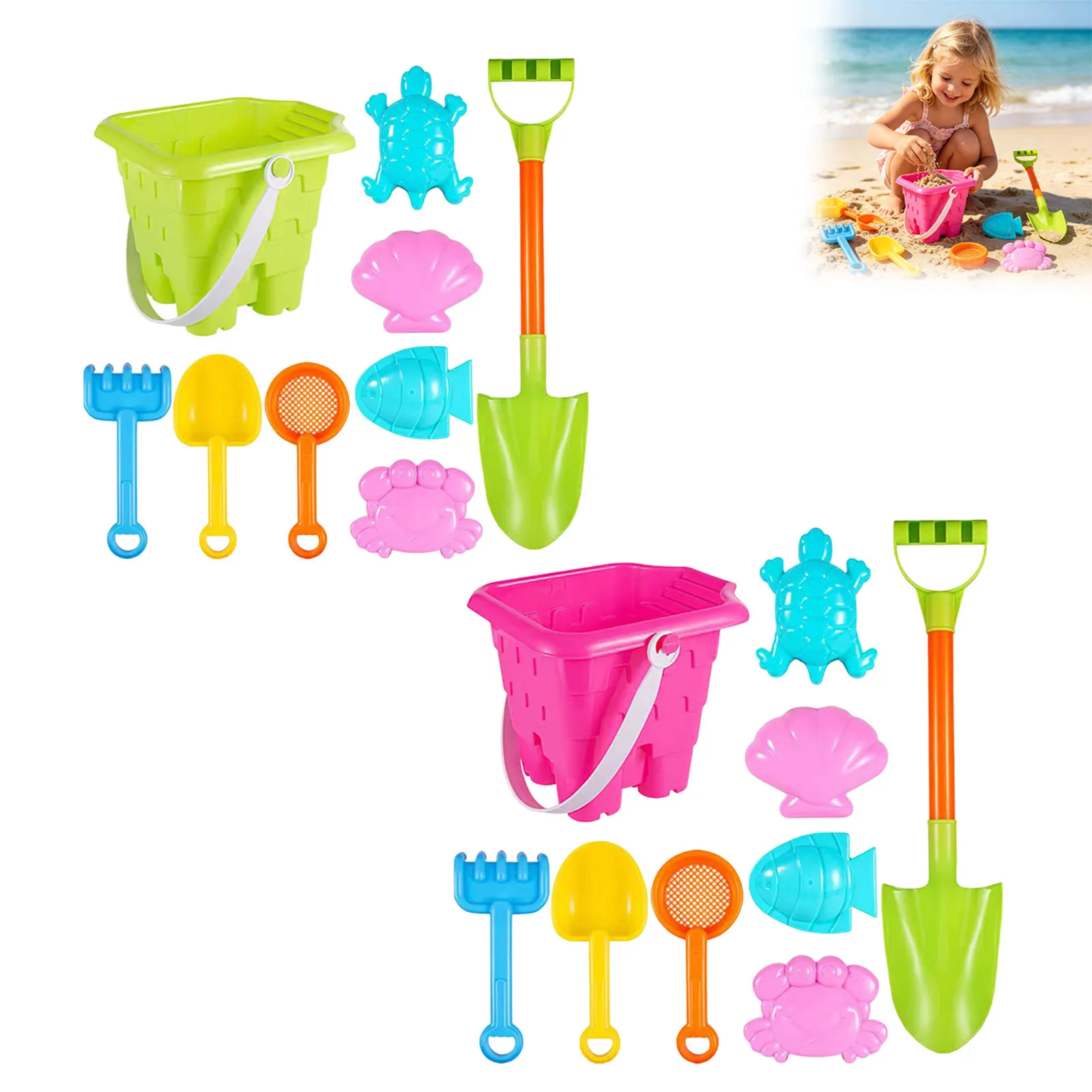 12er Set Strandeimer Mit Schaufeln Für Garten Und Park_voghion.com