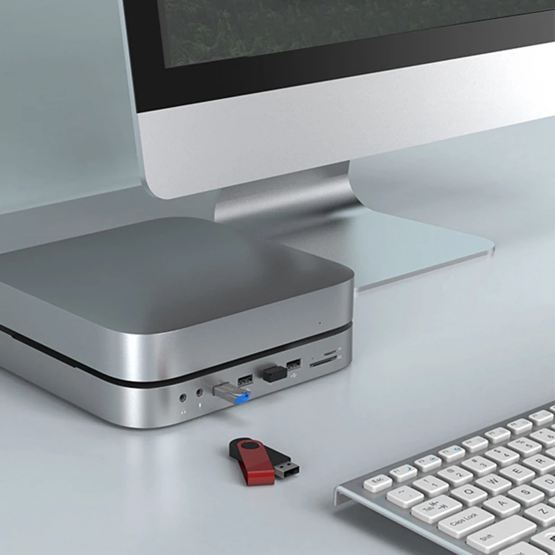 맥 미니용 USB C 허브 도킹 스테이션, HDD 인클로저 포함, 2.5 SATA NVME M.2 SSD HDD 케이스 호환, 4K, 30HZ