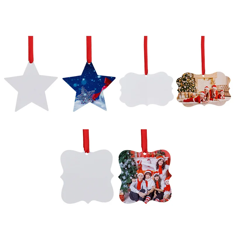 50pcs/Lot Double Sides Sublimation Blanks Metal Aluminum Christmas Ornaments For Home Decoration