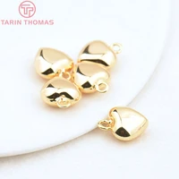 (3857)6PCS 18.5x17x10MM 24K Gold Color Brass Heart Beads Charms Pendants High Quality Diy Jewelry Findings Accessories Wholesale