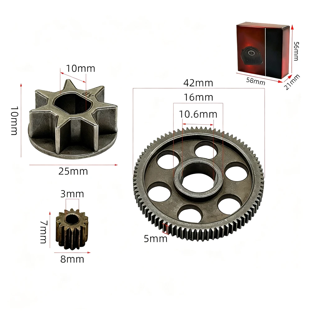 3Pcs Electric Chain Saw Gear Set For Rechargeable Logging Saw Small Lithium-ion Battery Powered Electric Chain Saw Accessories