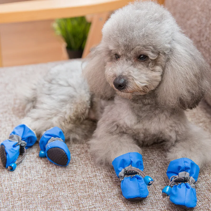 Pet Shoes 4pcs Waterproof Dog Boots Winter Dog Shoes Anti-Slip Warm For Dogs Cat Rain Snow
