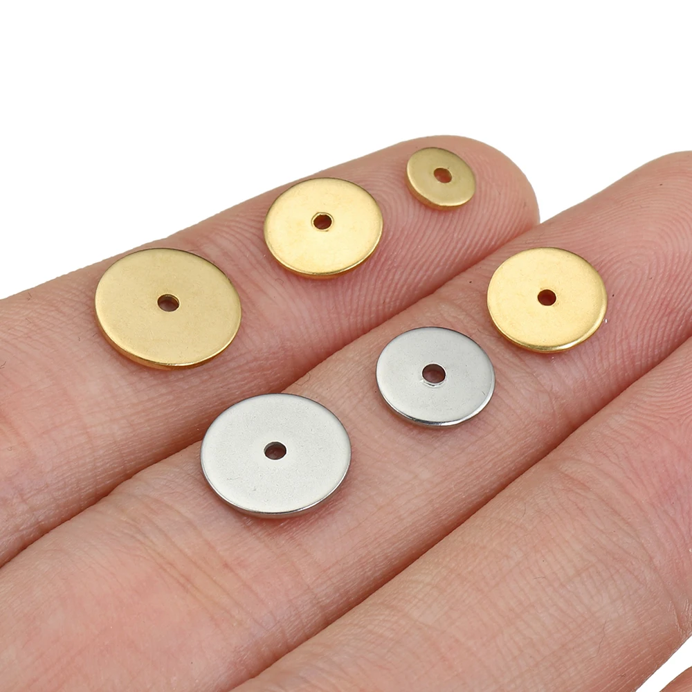 40 Stück 20 Stück Edelstahl flache runde Abstandshalter lose Perlen für Halskette, Armband, Ohrringe, Schmuckherstellung, DIY-Anhänger, Charms – Detail 3