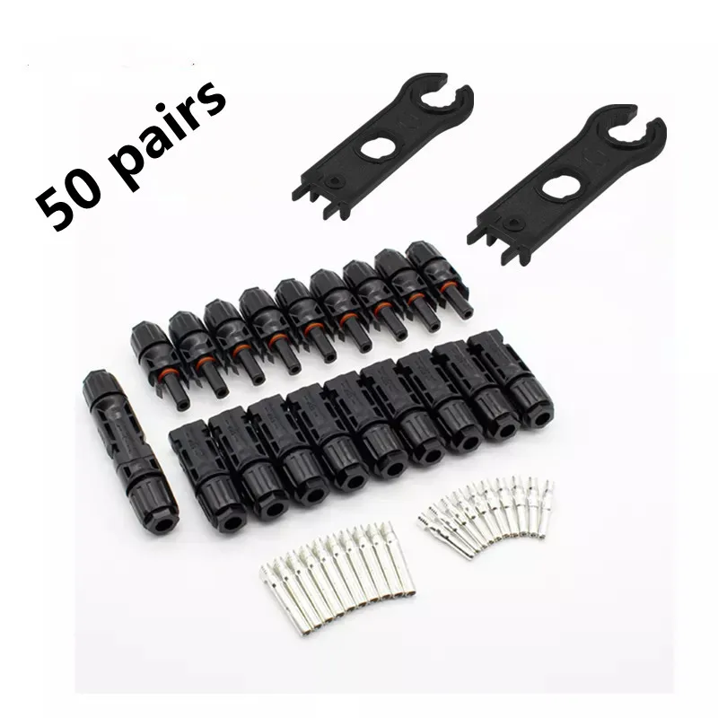 

50 Pairs Solar Panel Connector Male and Female + 1pair Spanner Fit For Solar Cable Cross Sections 2.5mm2~6.0mm2 IP67