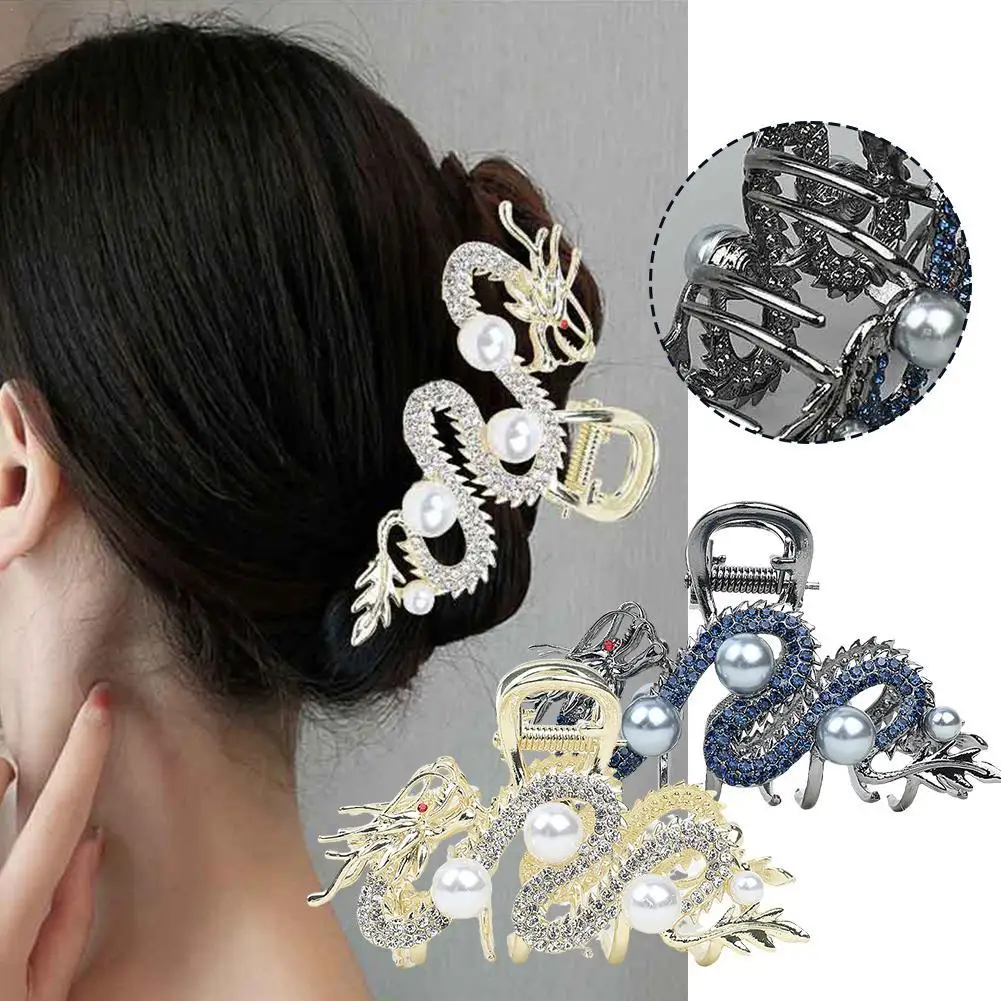 

Chinese Dragon Hair Claw Clips for Women Hair 3.54 Inch Nonslip Medium Large Alloy Hair Clamps Strong Hold Hair Jaw Clips