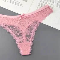 String sexy en coton et dentelle pour femme, sous-vêtement confortable, lingerie sans couture, dos en T, transparent, 3 pièces, taille S M L XL média 6