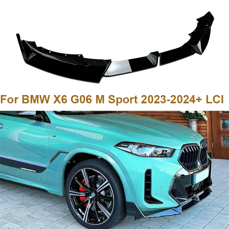 

Lower Front Bumper Chin Lip Kit Spoiler Splitter ABS Canard Lip Splitter Gloss Black For BMW X6 G06 M Sport 2023 - 2024+ LCI