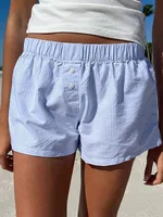 Short décontracté à imprimé rayé pour femme, taille élastique, bas boutonnés, streetwear chic, basique, mode Y2K 3