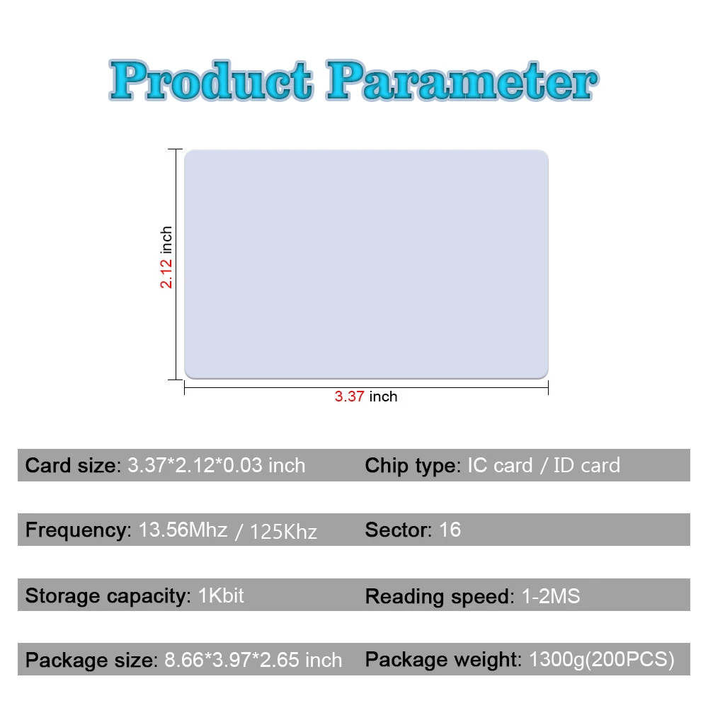 Hotel room card key card ID/IC 125KHz/13.56MHz 100,000 times erasure , white 1PCS