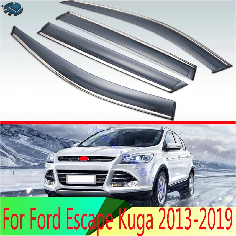 For Ford Escape Kuga 2013- Plastic Exterior Visor Vent Shades Window Sun Rain Guard Deflector 4pcs