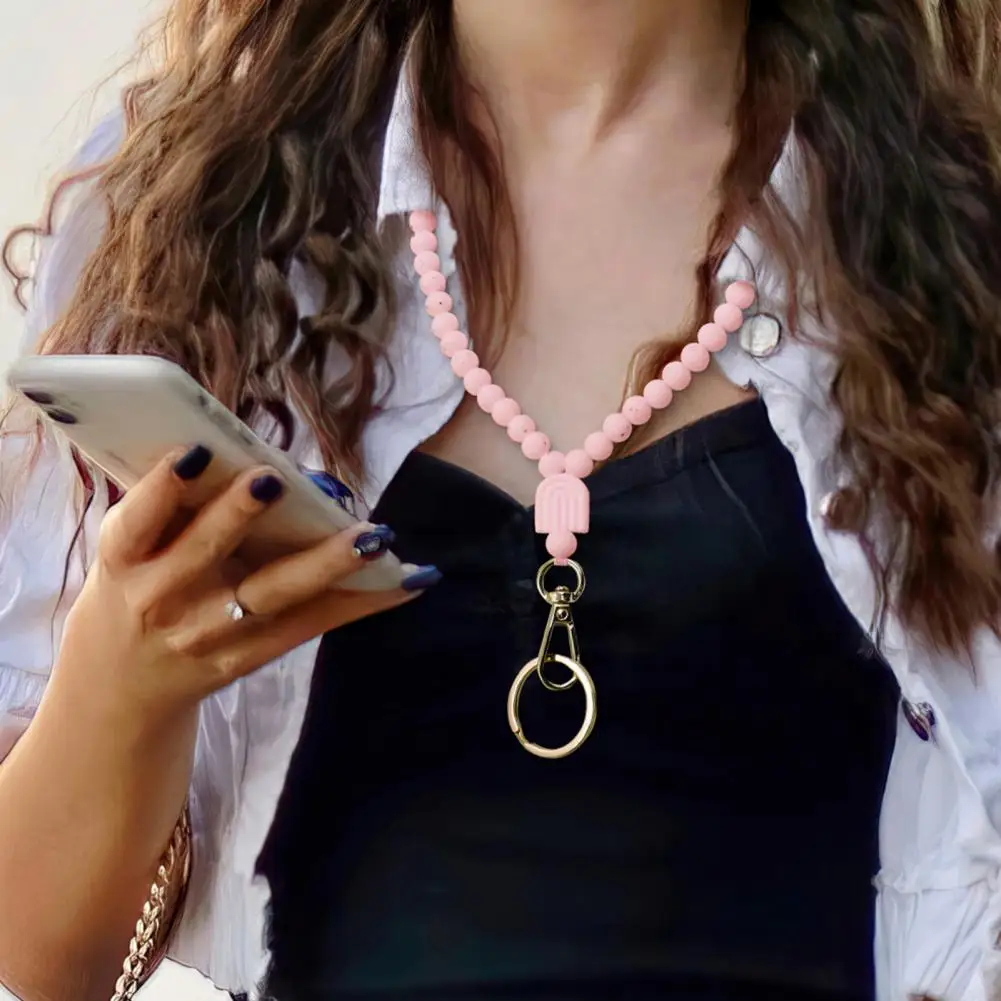 

Multi-purpose Lanyard Handmade Lanyard Fashionable Beaded Cell Phone Lanyard Multi-purpose Silicone Work Id Bag for Anti-loss
