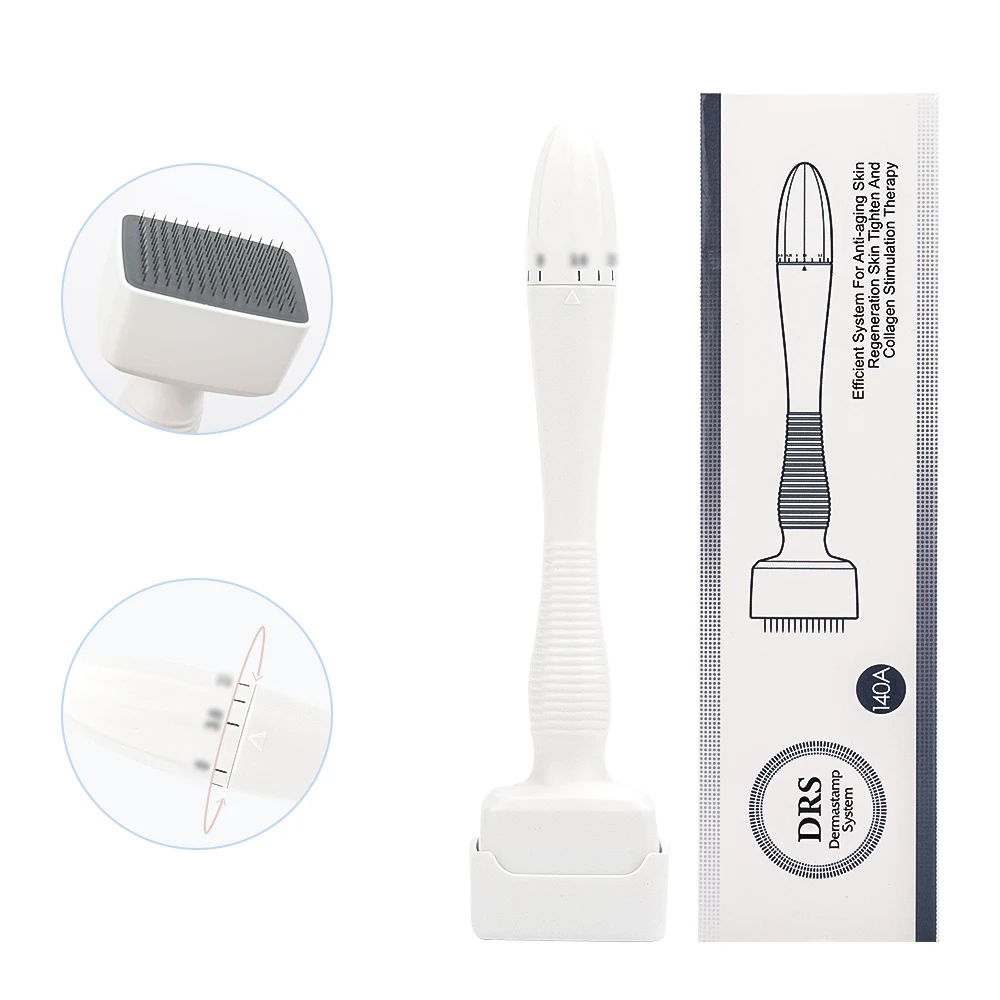 DRS140 Derma Roller Stamp Longueur d'aiguille réglable Microneedle Anti-âge Rides Perte de cheveux Thérapie Beauté Derma Rolling System Pour les soins de la peau Professionnel