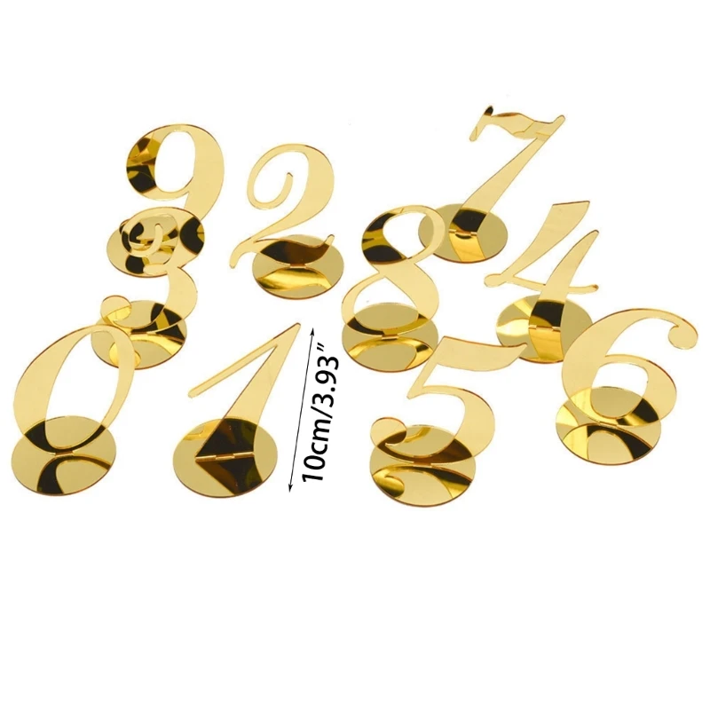 10pcs Wedding Table Numbers Decoration for Wedding Centerpieces Gold Mirror Acrylic Signs Reception Number Freestanding 87HA
