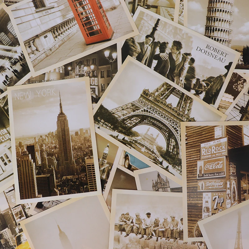 32pcs Travel Postcard Vintage Landscape Building Photo Picture Poster Post Pards photo cards
