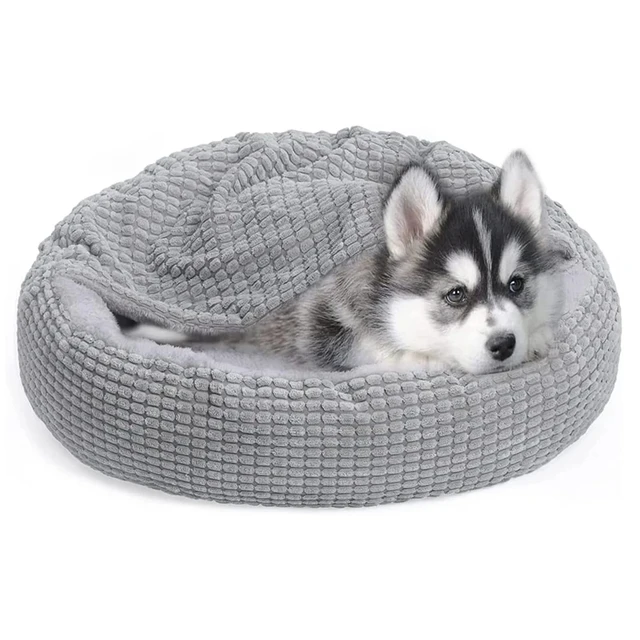 Round Pet Bed For Dog Cat Puppy House Warm Mat Winter Blankets Anti-Stress Orthopedic Fluffy Cat Dog Bed, Suitable For Winter 2