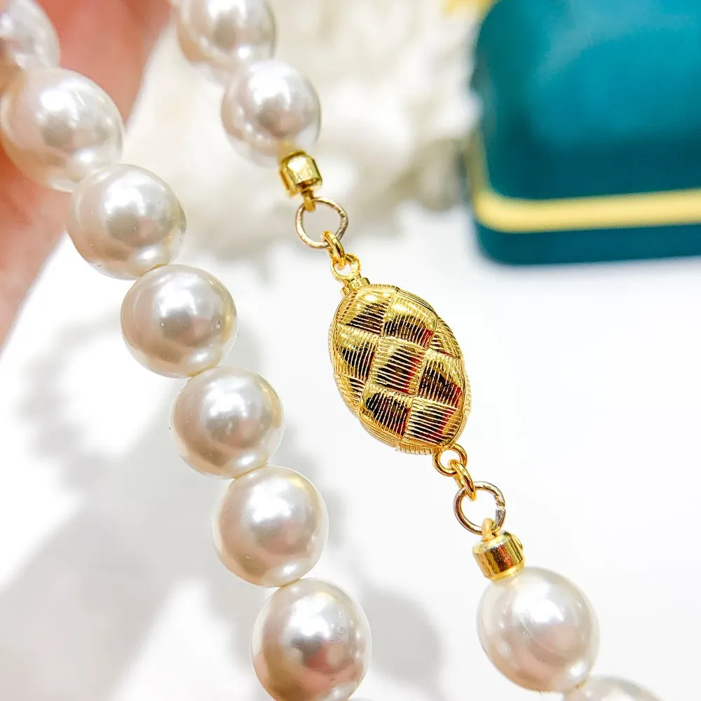 

DIY Pearl Accessories S925 Sterling Silver Single Row Necklace Buckle Fashion Gold Silver Bracelet Beaded Buckle K172