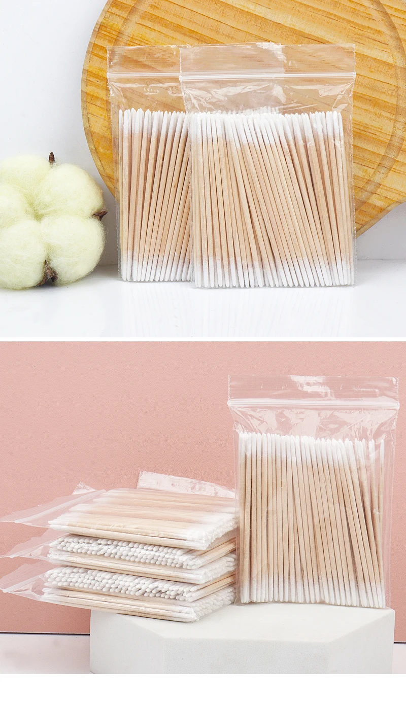 Einweg-Ultra-Kleine Doppelendige Holz-Wattestäbchen 100 Stück Fusselfreie Mikrobürsten Wimpernverlängerung Kleberentfernungswerkzeuge – Detail 10