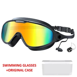 Enhanced Wide - View UV Protection Swim Goggles with Anti - Fog Coated Lenses (Black - red - case)