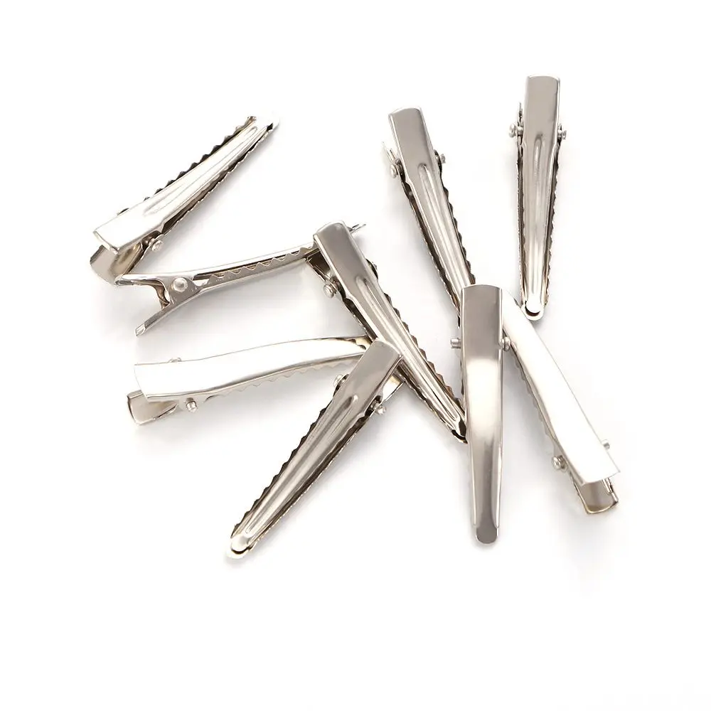 Presilhas de cabelo femininas portáteis prateadas com dentes, estilo jacaré, ferramentas de penteado._voghion.com
