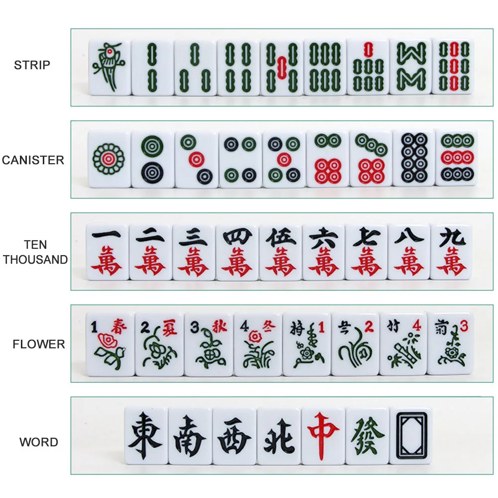 Portable Mini Mahjong Set Fall-Resistant  Logical Thinking Exercise Puzzle Board Game Chess and Cards Gift for Friends Family 6