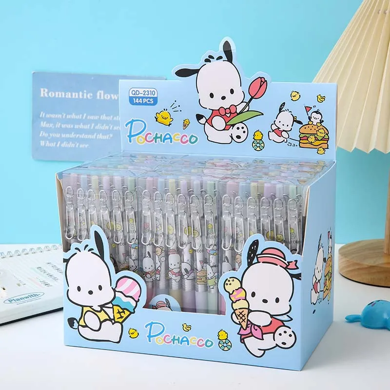 

New Sanrio Cartoon Neutral Pen Anime Character Pochacco Kuromi Theme Cute Shape Metal Press Pen Student Fashion Stationerys