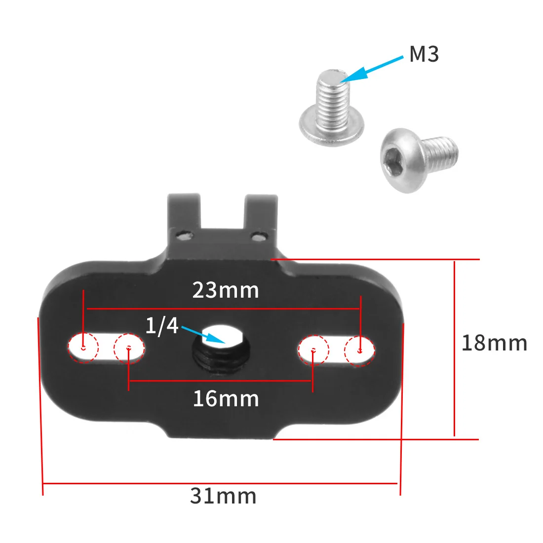 Metal Base Mount Mini Tripod Adapter M3 Mounting Screws for DJI ACTION4 Camera