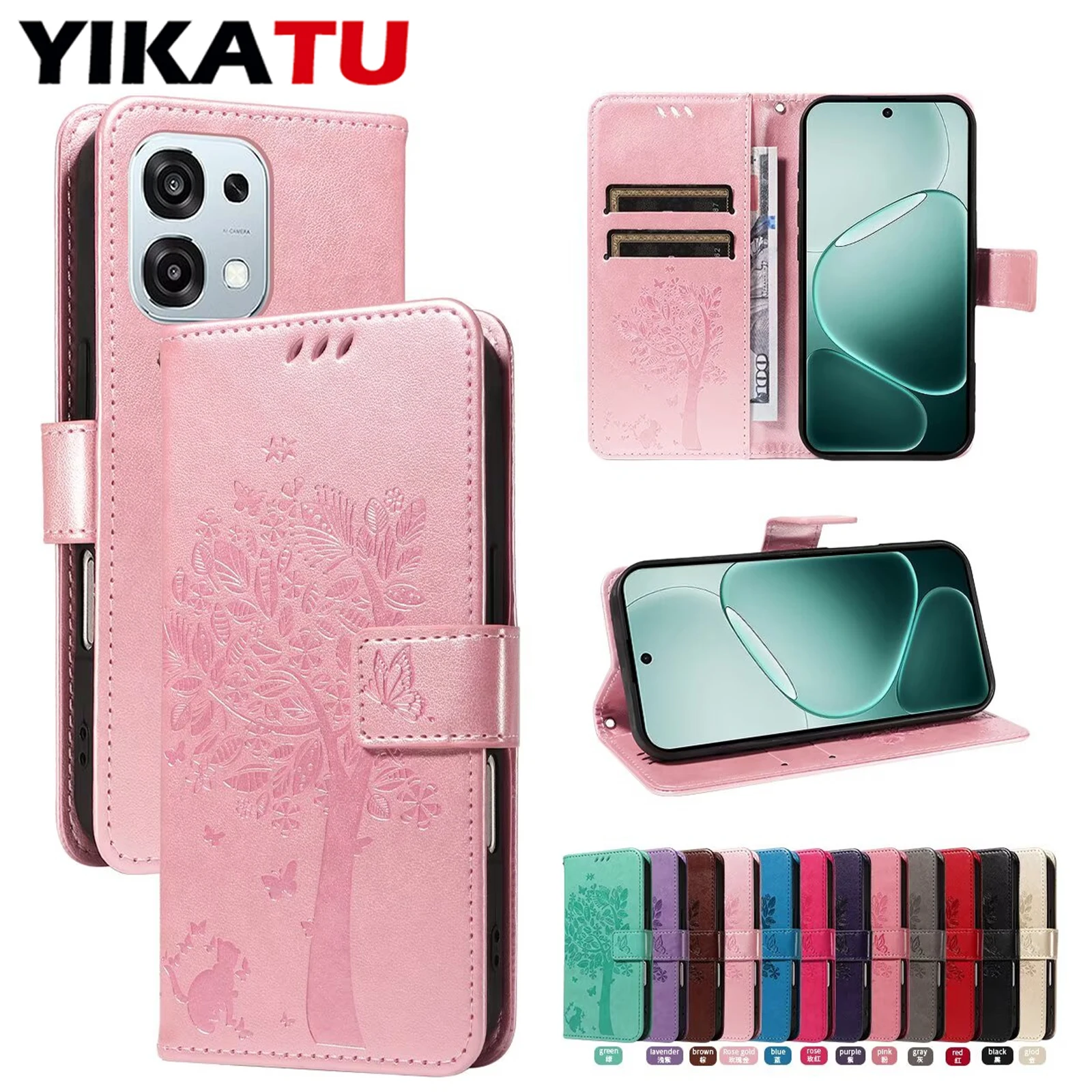 Kickstand Wallet Leather Case with RFID Blocking Layer Protect