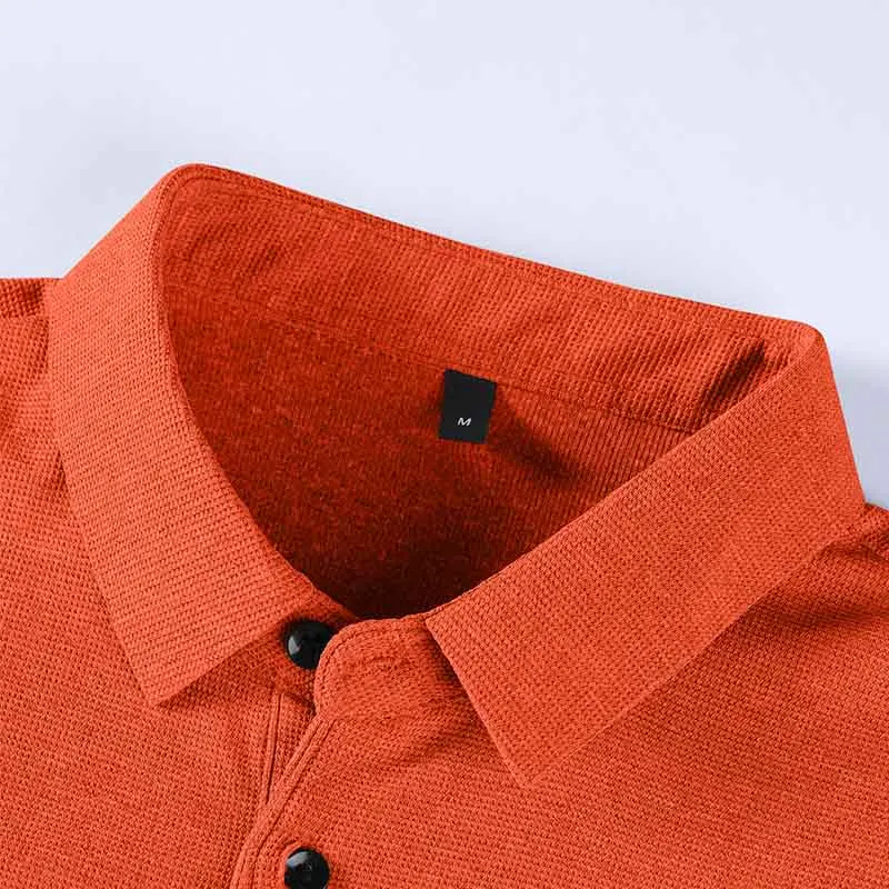 Herren Business Casual Langarmhemd Einfarbig Modisches, atmungsaktives, bequemes, vielseitiges Poloshirt – Detail 21