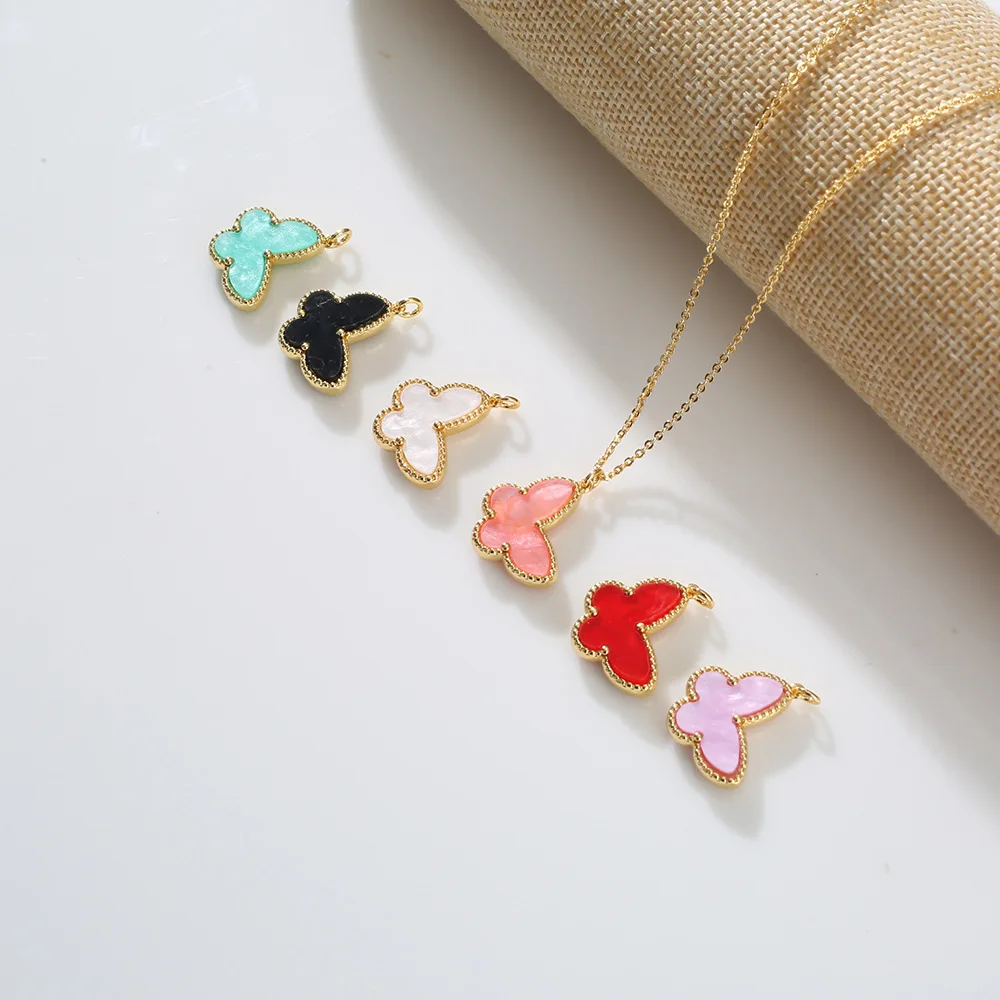 CARLIDANALuxuryColorfulShellButterflyPendantNecklaceforWomenDelicateJewelryGoldColor