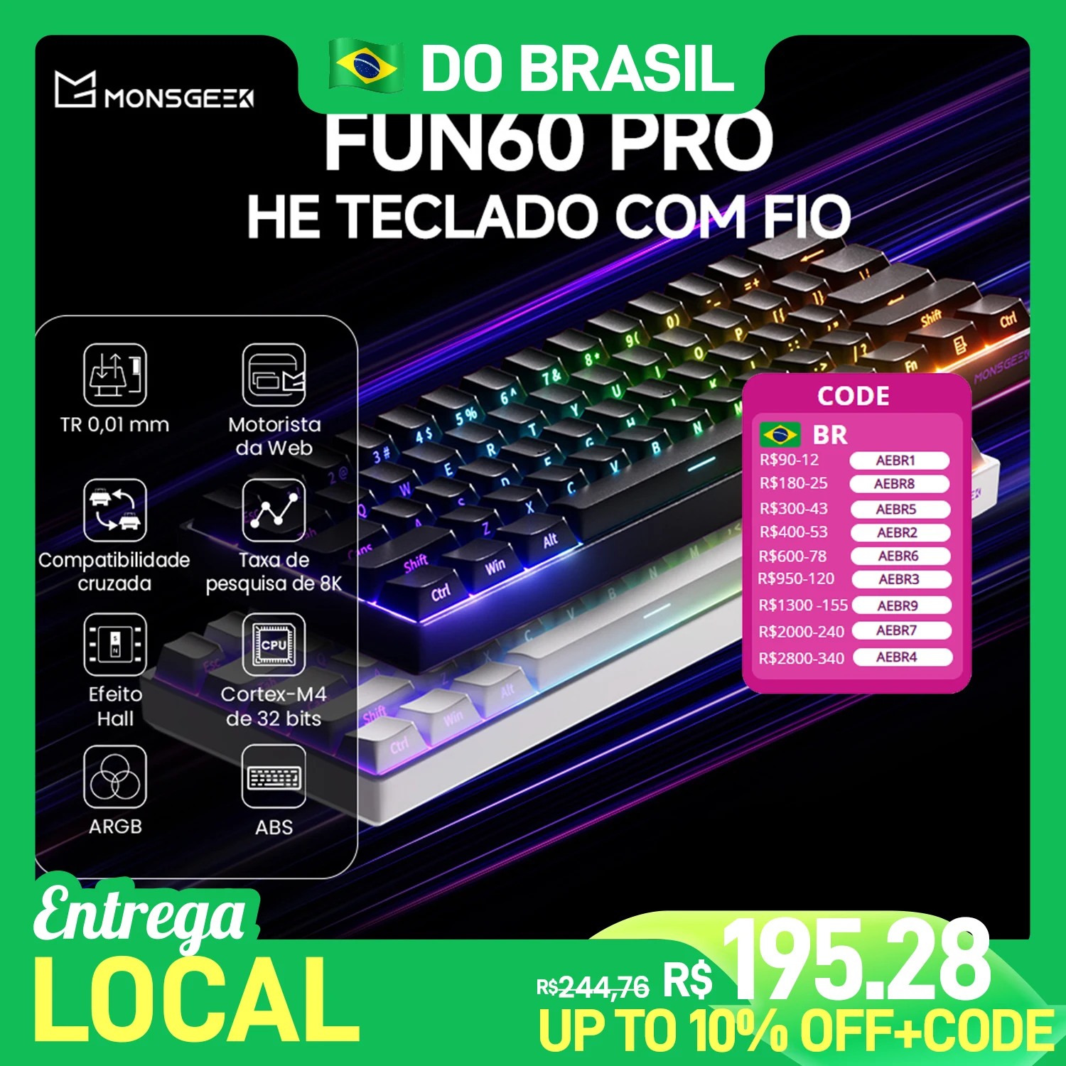 Teclado Magnético Akko MonsGeek FUN60 PRO HE 60%