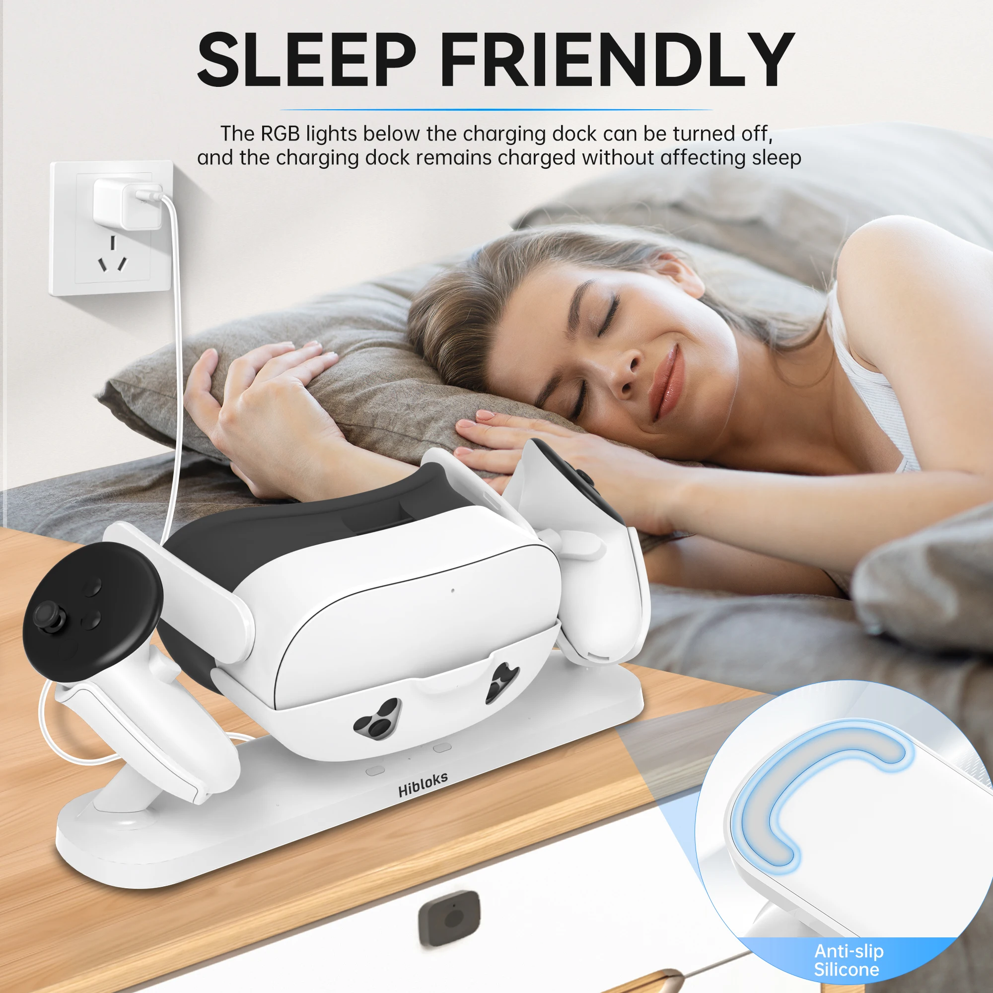 Hibloks Charging Dock for Quest 3S Magnetic Fast Charging Station for Oculus Q