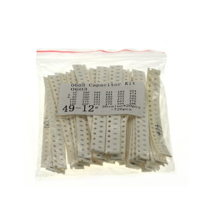 

Набор конденсаторов 0306 SMD, набор образцов в ассортименте, 36 значений X 20 шт. = 720 шт., 1 пф-10 мкФ