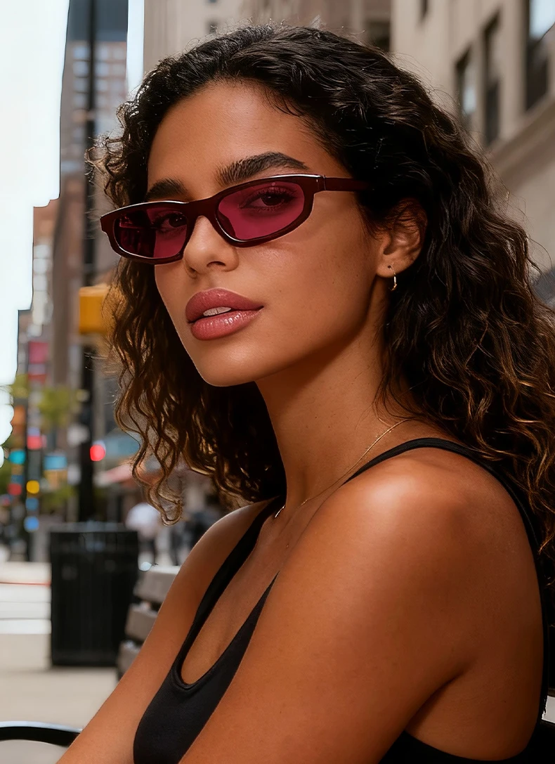 4 stücke Mode Einfache Kleine-Rahmen Oval Sonnenbrille für Frauen Marke Designer Brillen Täglichen Vielseitige Sonnenschirm Sonnenbrille weibliche – Detail 1