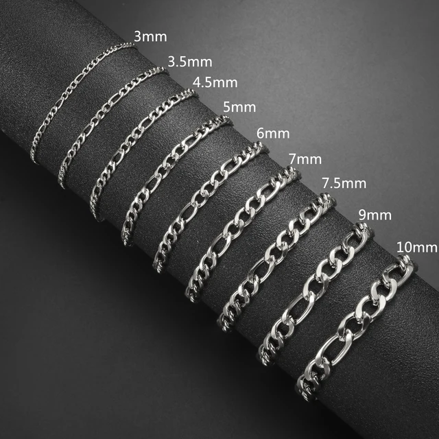 Lucktune bracelet chaine argent homme bracelet aciers inoxydables figaro Figaro chaîne Bracelet pour hommes femmes acier inoxydable largeur 3-10 MM Bracelets Punk bijoux Couple cadeau Pulsera Hombre nouveau