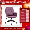Vinsetto Velvet Home Office Chair, Button Tufted Desk Chair with Padded Armrests, Adjustable Height and Swivel Wheels, Black 1