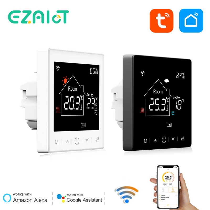 เทอร์โมสตัทอัจฉริยะ WiFi สำหรับหม้อต้มแก๊สไฟฟ้า ระบบทำความร้อนพื้น Tuya ตัวควบคุมอุณหภูมิแบบตั้งโปรแกรมได้ รองรับคำสั่งเสียง Google Home และ Alexa 1