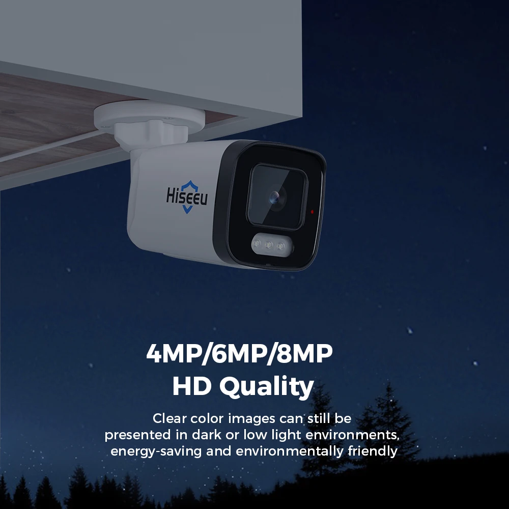 Hiseeu 4K 8MP Full Color POE IP Camera Super Sensor Waterproof H.265 ONVIF Video Surveillance Security CCTV Cameras 2
